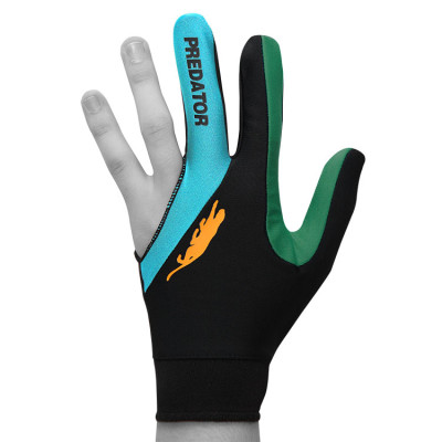 Перчатка для бильярда Predator's Hunter Velcro Multicolor черная/голубая/зеленая безразмерная