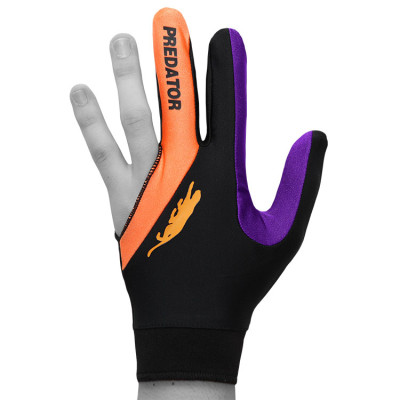 Перчатка для бильярда Predator's Hunter Velcro Multicolor черная/оранжевая/фиолетовая безразмерная