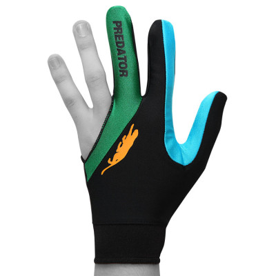 Перчатка для бильярда Predator's Hunter Velcro Multicolor черная/зеленая/голубая безразмерная