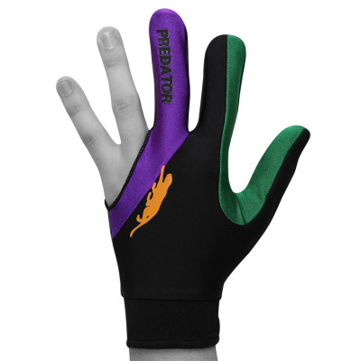 Перчатка для бильярда Predator's Hunter Velcro Multicolor черная/фиолетовая/зеленая безразмерная