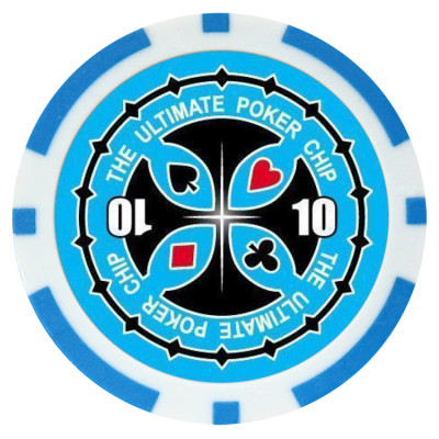 Фишка для покера Tournament Pro 10 с голографическими наклейками голубая  40 мм 14 г