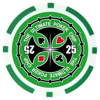 Фишка для покера Tournament Pro 25 с голографическими наклейками зеленая  40 мм 14 г