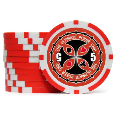 Фишки для покера Tournament Pro 5 с голографическими наклейками красные  40 мм 14 г 25 шт