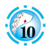 Фишка для покера Holdem Poker 10 с голографическими наклейками голубая  40 мм 14 г
