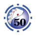 Фишка для покера Holdem Poker 50 с голографическими наклейками синяя  40 мм 14 г