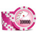 Фишка для покера Holdem Poker 10000 с голографическими наклейками розовая  40 мм 14 г