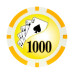 Фишка для покера Holdem Poker 1000 с голографическими наклейками желтая  40 мм 14 г 