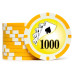 Фишки для покера Holdem Poker 1000 с голографическими наклейками желтые  40 мм 14 г 150 шт