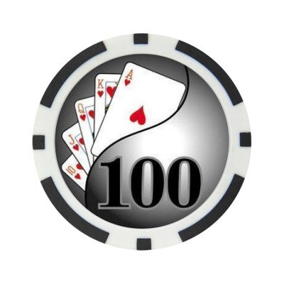 Фишка для покера Holdem Poker 100 с голографическими наклейками черная  40 мм 14 г