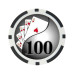 Фишки для покера Holdem Poker 100 с голографическими наклейками черная  40 мм 14 г 25 шт