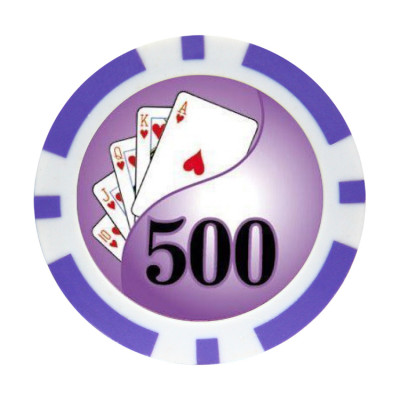 Фишка для покера Holdem Poker 500 с голографическими наклейками фиолетовая  40 мм 14 г