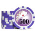 Фишка для покера Holdem Poker 500 с голографическими наклейками фиолетовая  40 мм 14 г