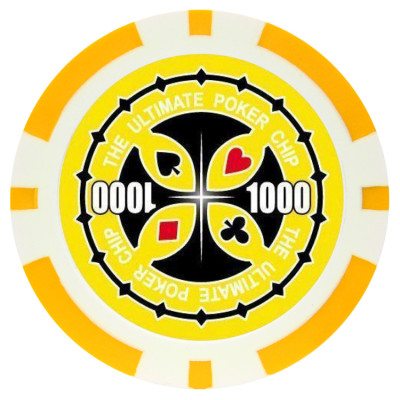 Фишка для покера Tournament Pro 1000 с голографическими наклейками желтая  40 мм 14 г