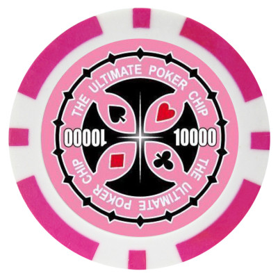 Фишка для покера Tournament Pro 10000 с голографическими наклейками розовая  40 мм 14 г