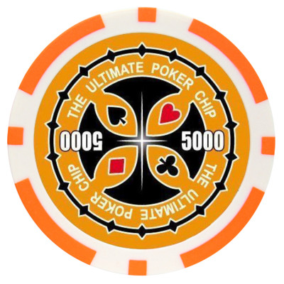 Фишка для покера Tournament Pro 5000 с голографическими наклейками оранжевая  40 мм 14 г