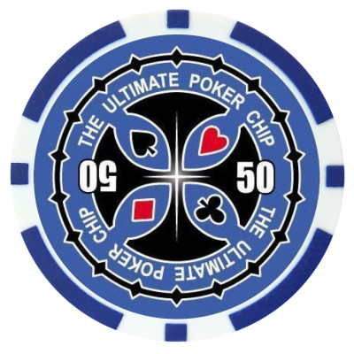 Фишка для покера Tournament Pro 50 с голографическими наклейками синяя  40 мм 14 г